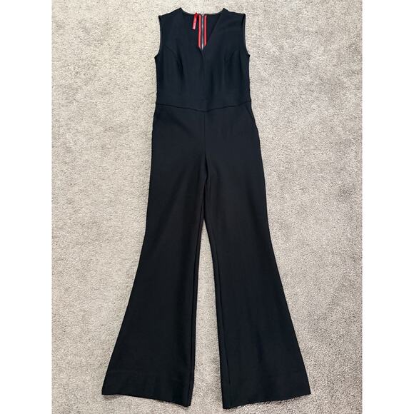 SPANX The Perfect Sleeveless Ponte Flare Stretch Jumpsuit Womens Size S Black - Picture 4 of 16